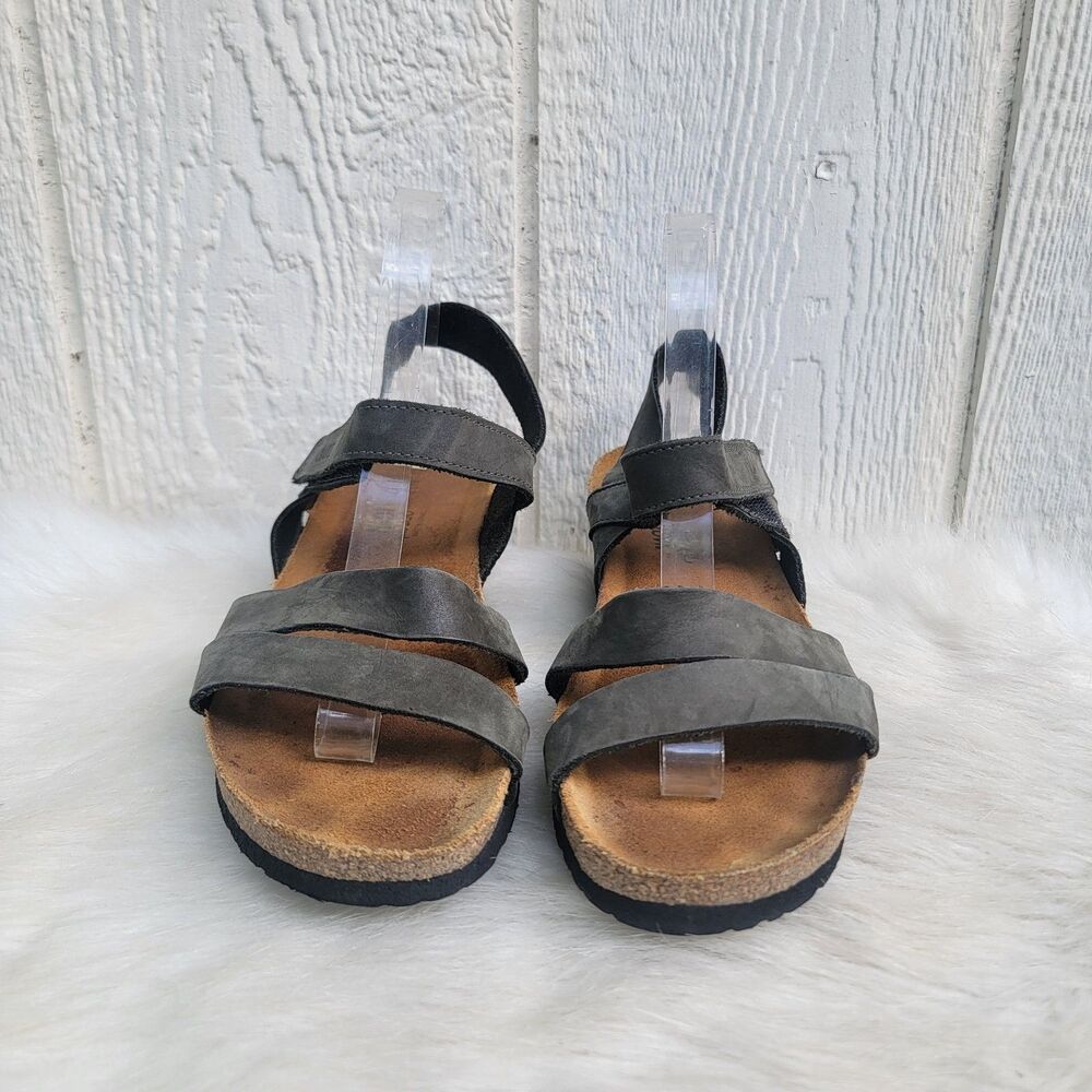 Naot Gray Womens Size 41 US 10 KAYLA Strappy Sandals Cork Comfort Leather